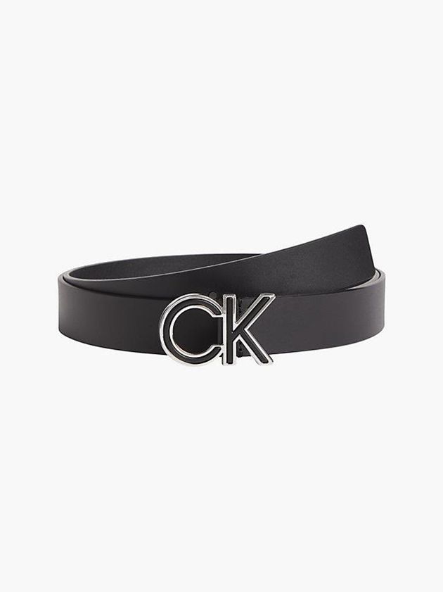 Calvin Klein USA Leather Unisex Logo Womens Belt Black 5380619-HL